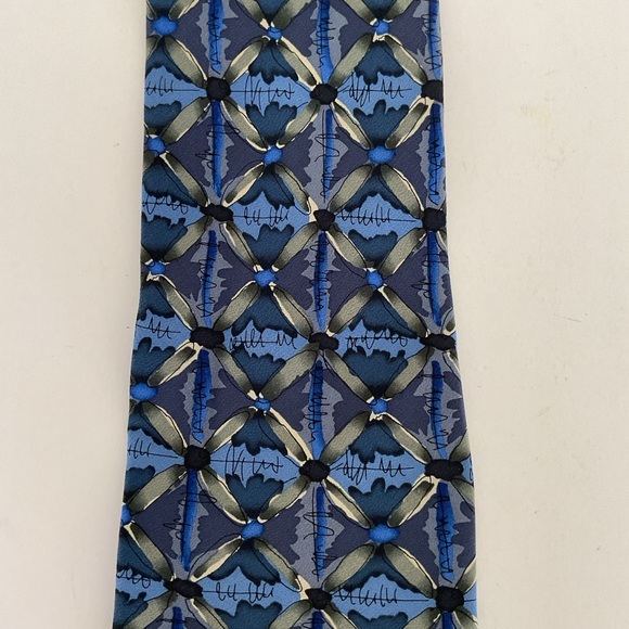 J. Garcia blue patterned silk tie - Picture 8 of 11